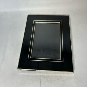 Rogaska Photo Frame Black Silver Accents Rectangular Tabletop Modern Minimalist‎